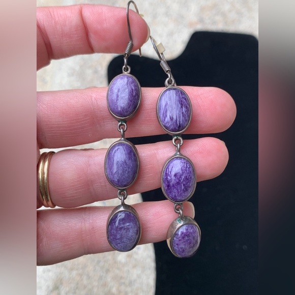 Charles Albert Purple Stone & Sterling Silver Necklace Pendant Earring 925 Italy - Picture 6 of 10